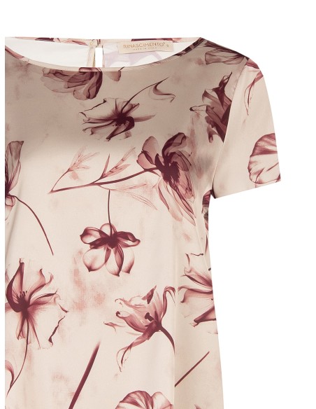 Ruime, soepelvallende satijnen blouse met grote bloemenprint van Rinascimento