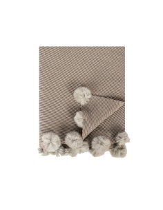 Sjaal van een viscosemix met diagonale ribbels en pompons van imitatiebont van Rinascimento