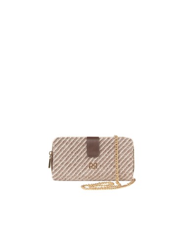 Portemonnee Travel Bag van warme stof met diagonale strepen en kettingschouderband Rinascimento