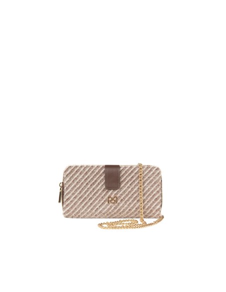 Portemonnee Travel Bag van warme stof met diagonale strepen en kettingschouderband Rinascimento