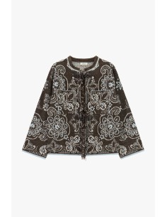 Jacquardvest met houtje-touwtjesluiting en zakken Dixie
