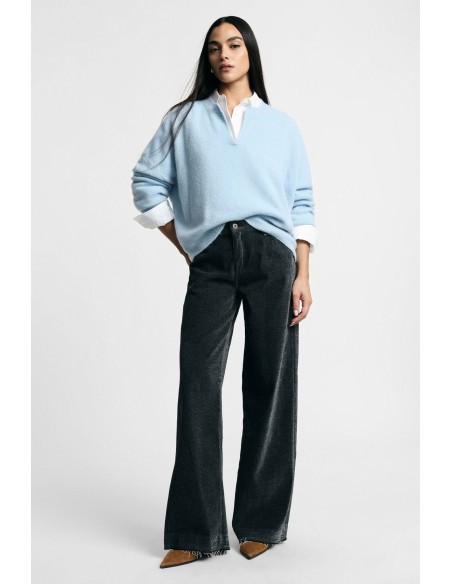 Broek met vijf zakken en wijde pijpen Please