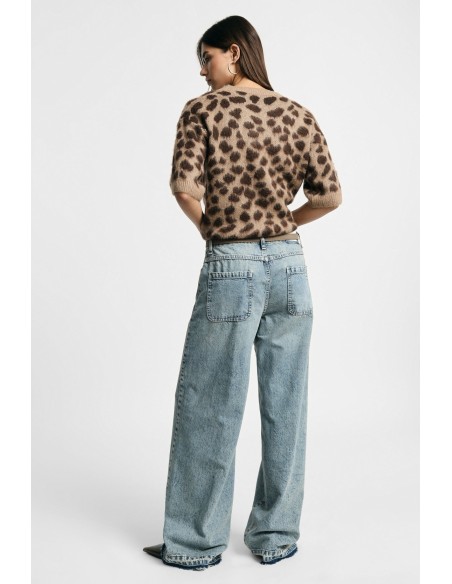 Wijde jeans met hoge taille en wijde pijpen Please
