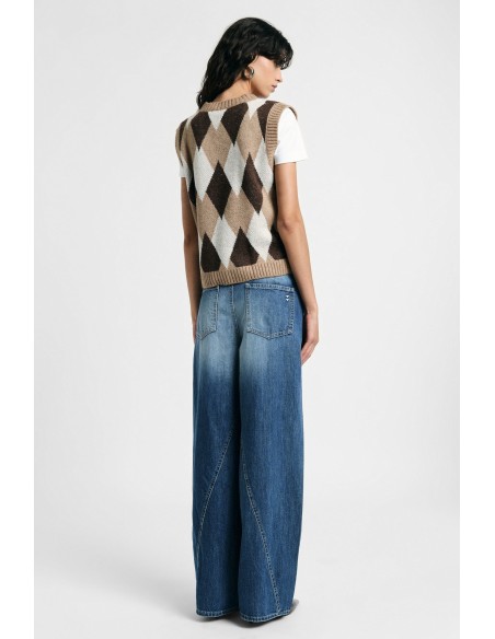 Wijde jeans met diagonale riem, alstublieft