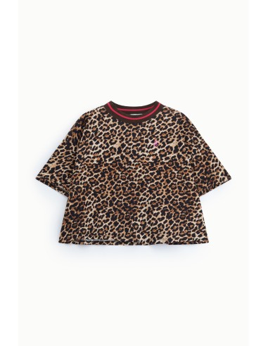 Oversized T-shirt met dierenprint en geribde ronde hals