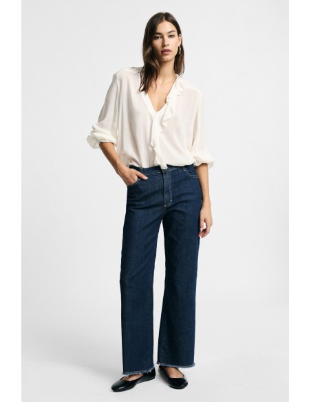 Rechte jeans met vijf zakken en gerafelde onderkant Please