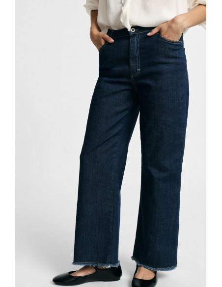 Rechte jeans met vijf zakken en gerafelde onderkant Please