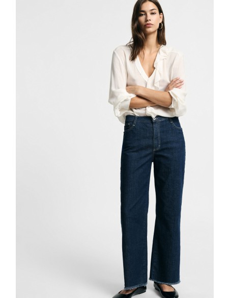 Rechte jeans met vijf zakken en gerafelde onderkant Please