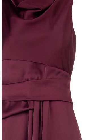 Lange satijnen jurk met bandeau-effect in de taille en een lange volant aan de voorkant Rinascimento
