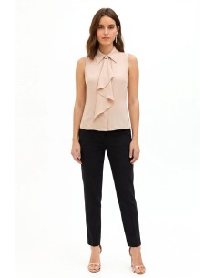 A-lijn blouse van georgette met maxi-volant en juweelknop Rinascimento