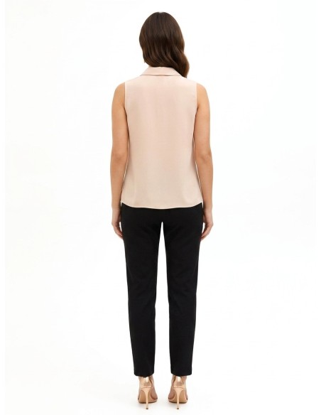 A-lijn blouse van georgette met maxi-volant en juweelknop Rinascimento