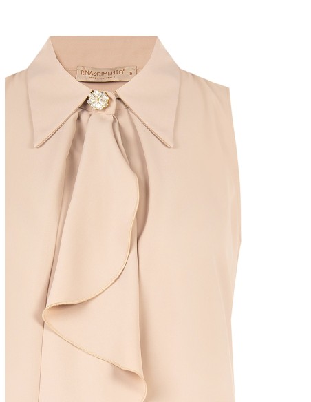 A-lijn blouse van georgette met maxi-volant en juweelknop Rinascimento