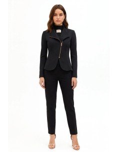 Getailleerde blazer van scuba-crêpe met asymmetrische rits