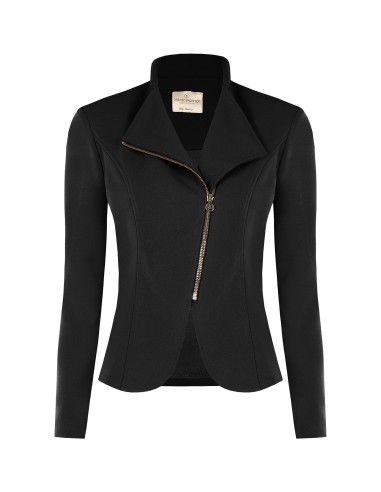 Getailleerde blazer van scuba-crêpe met asymmetrische rits
