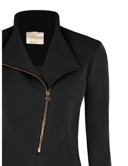 Getailleerde blazer van scuba-crêpe met asymmetrische rits