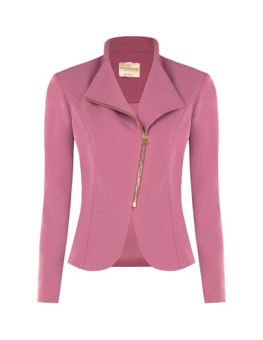 Getailleerde blazer van scuba-crêpe met asymmetrische rits