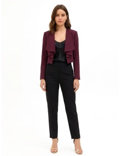 Cropped Spencer-jasje van cadistof met gedrapeerde revers Rinascimento