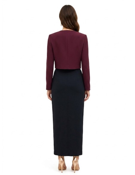 Cropped Spencer-jasje van cadistof met gedrapeerde revers Rinascimento
