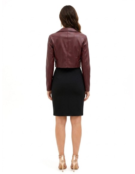 Cropped jas van imitatieleer met geweven ruitmotief en schouderbandjes van Rinascimento