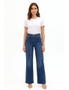 Wide leg-jeans met stretch en bijpassende riem Rinascimento