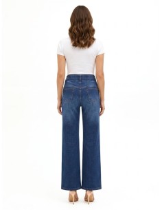 Wide leg-jeans met stretch en bijpassende riem Rinascimento 2