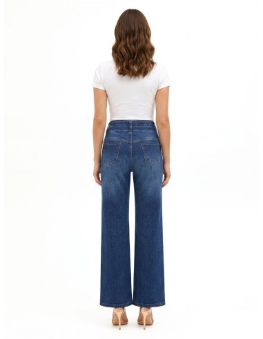 Wide leg-jeans met stretch en bijpassende riem Rinascimento