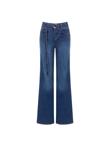 Wide leg-jeans met stretch en bijpassende riem Rinascimento