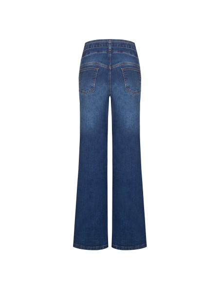 Wide leg-jeans met stretch en bijpassende riem Rinascimento