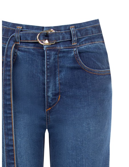 Wide leg-jeans met stretch en bijpassende riem Rinascimento