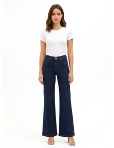 Wide-leg jeans met stretch, Zero-wassing, Rinascimento