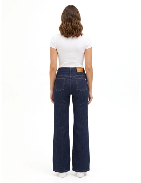 Wide-leg jeans met stretch, Zero-wassing, Rinascimento