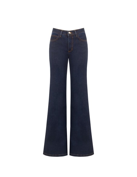 Wide-leg jeans met stretch, Zero-wassing, Rinascimento