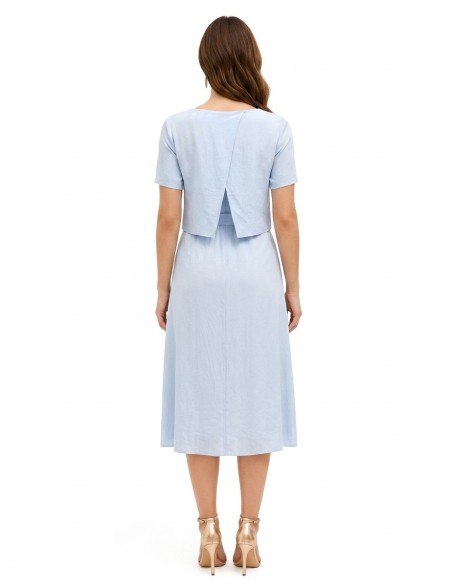 Midi-jurk met 2-delige look van licht gekreukelde viscosemix Rinascimento