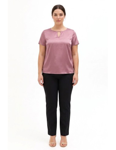 Curvy-blouse van soepel satijn met dubbele druppelvormige uitsparing – Rinascimento Curvy