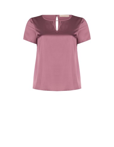Curvy-blouse van soepel satijn met dubbele druppelvormige uitsparing – Rinascimento Curvy