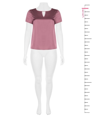 Curvy-blouse van soepel satijn met dubbele druppelvormige uitsparing – Rinascimento Curvy