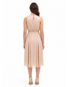 Midi-jurk van gelamineerd satijn met strik en elastische taille van Rinascimento 2