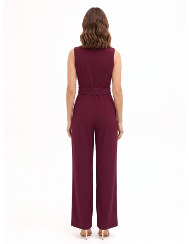 Jumpsuit van cady met geplooide halslijn, bijpassende stevige riem en gesp met Rinascimento-logo