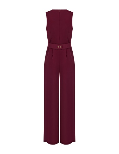 Jumpsuit van cady met geplooide halslijn, bijpassende stevige riem en gesp met Rinascimento-logo