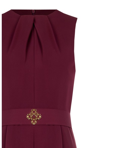 Jumpsuit van cady met geplooide halslijn, bijpassende stevige riem en gesp met Rinascimento-logo
