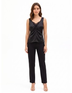 Getailleerde top van satijnlook, 2-delig, met kanten detail Rinascimento