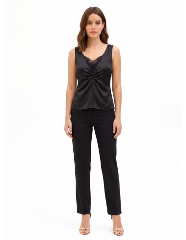 Getailleerde top van satijnlook, 2-delig, met kanten detail Rinascimento