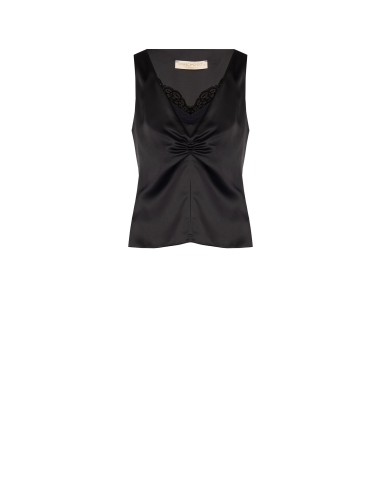 Getailleerde top van satijnlook, 2-delig, met kanten detail Rinascimento