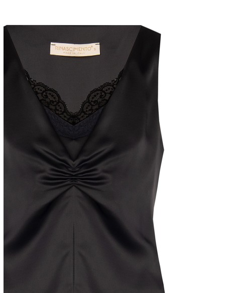 Getailleerde top van satijnlook, 2-delig, met kanten detail Rinascimento