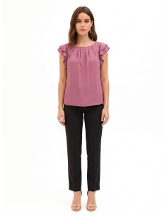 Vloeiende blouse van mat satijn met volantmouwen Rinascimento