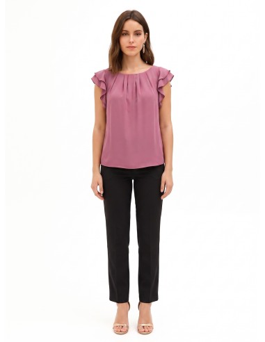 Vloeiende blouse van mat satijn met volantmouwen Rinascimento