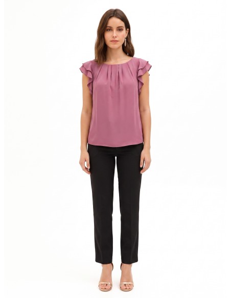 Vloeiende blouse van mat satijn met volantmouwen Rinascimento