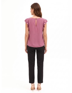 Vloeiende blouse van mat satijn met volantmouwen Rinascimento 2