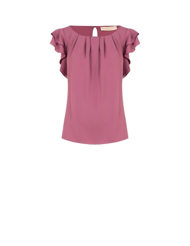 Vloeiende blouse van mat satijn met volantmouwen Rinascimento