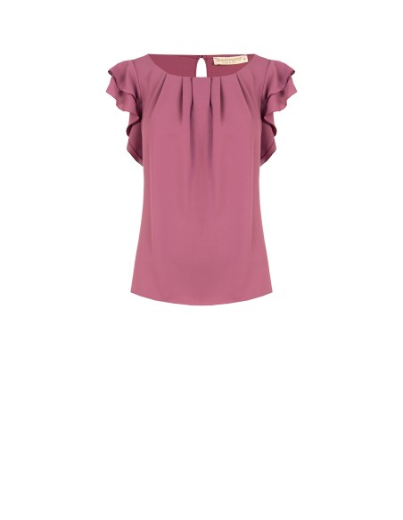 Vloeiende blouse van mat satijn met volantmouwen Rinascimento